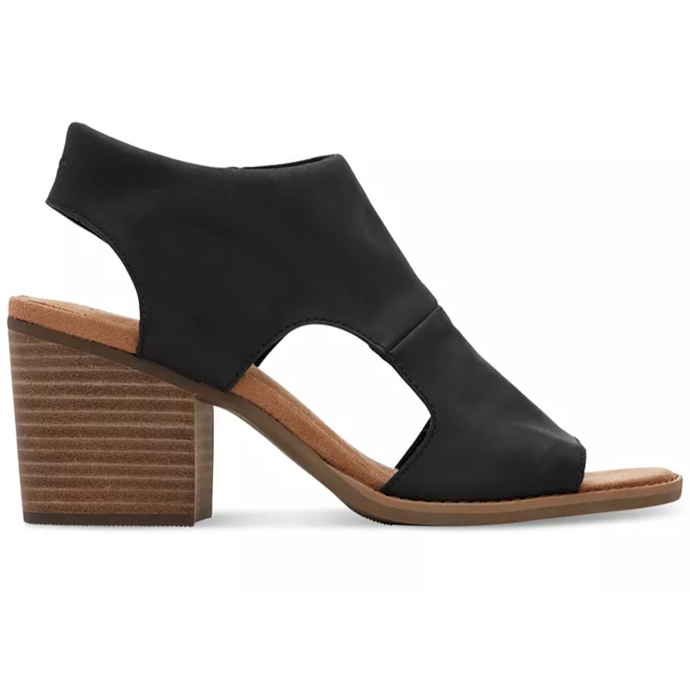 TOMS Eliana Cutout Women's Size 6 M Black Leather Zip Block Heel Sandals shoes - Picture 2 of 9